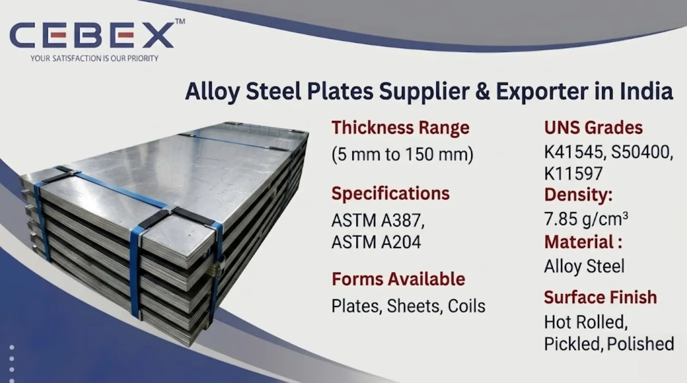Alloy Steel Plates Supplier & Exporter in India – ASTM A387 P5, P11, P22, P91 Grades | Cebex Steel India