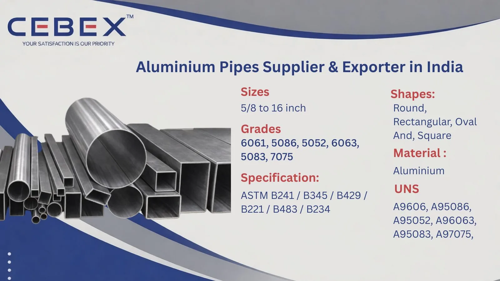 Aluminium Pipe Supplier & Exporter in India – High-Quality 6061 & 6063 Aluminium Pipes | Cebex Steel India