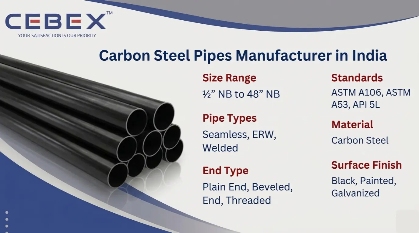Carbon Steel Pipes Manufacturer in India – Seamless & Welded ASTM Pipes | Cebex Steel India