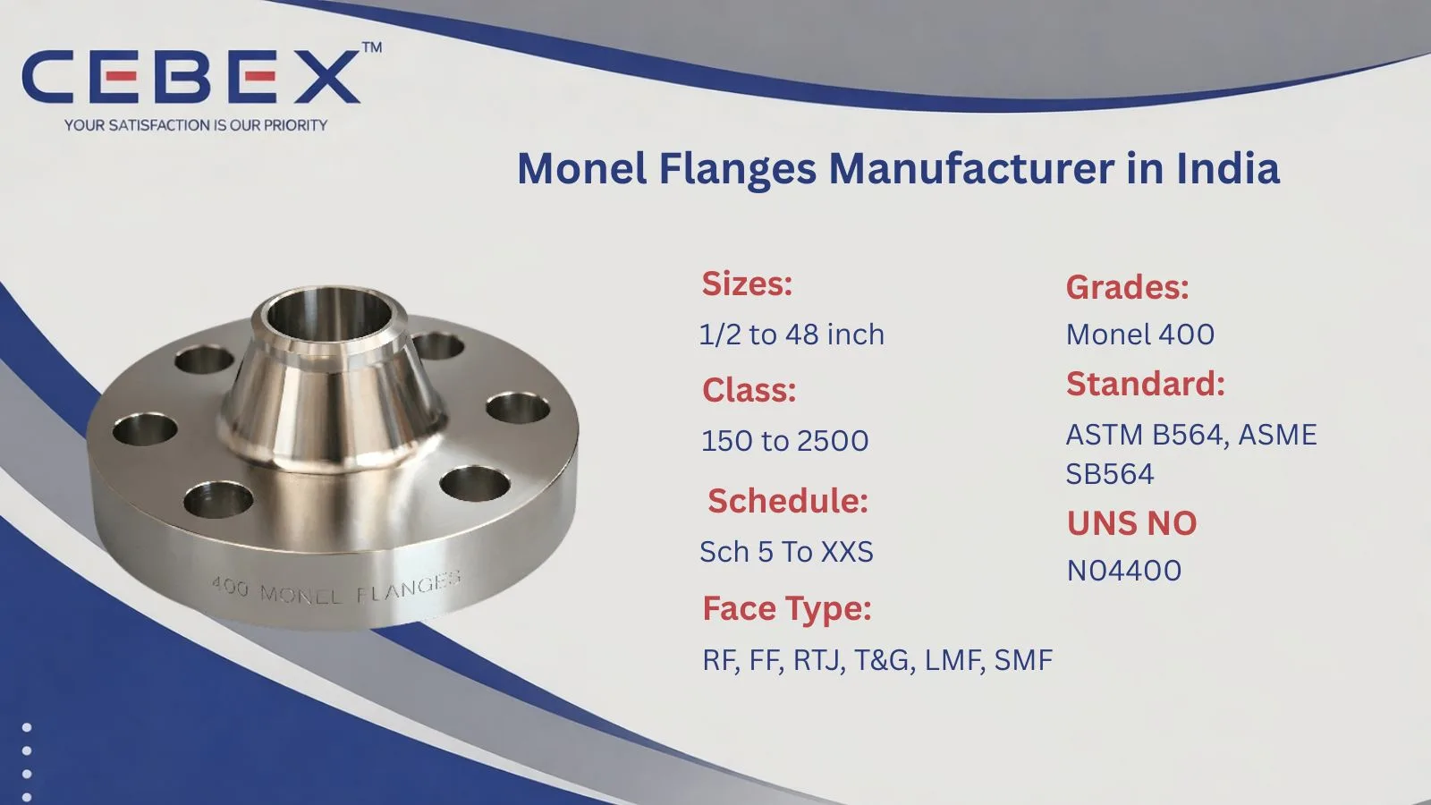 Monel Flanges Manufacturer in India – ASTM B564 UNS N04400 Monel 400 Flanges by CEBEX STEEL INDIA