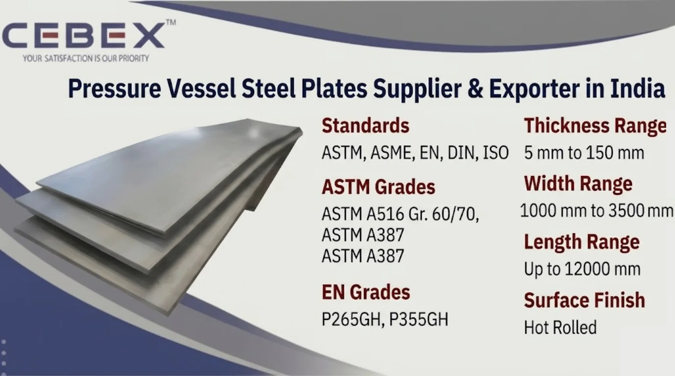 Pressure Vessel Steel Plate Supplier & Exporter in India – ASTM A516, A387 Boiler Quality Steel Plates | Cebex Steel India