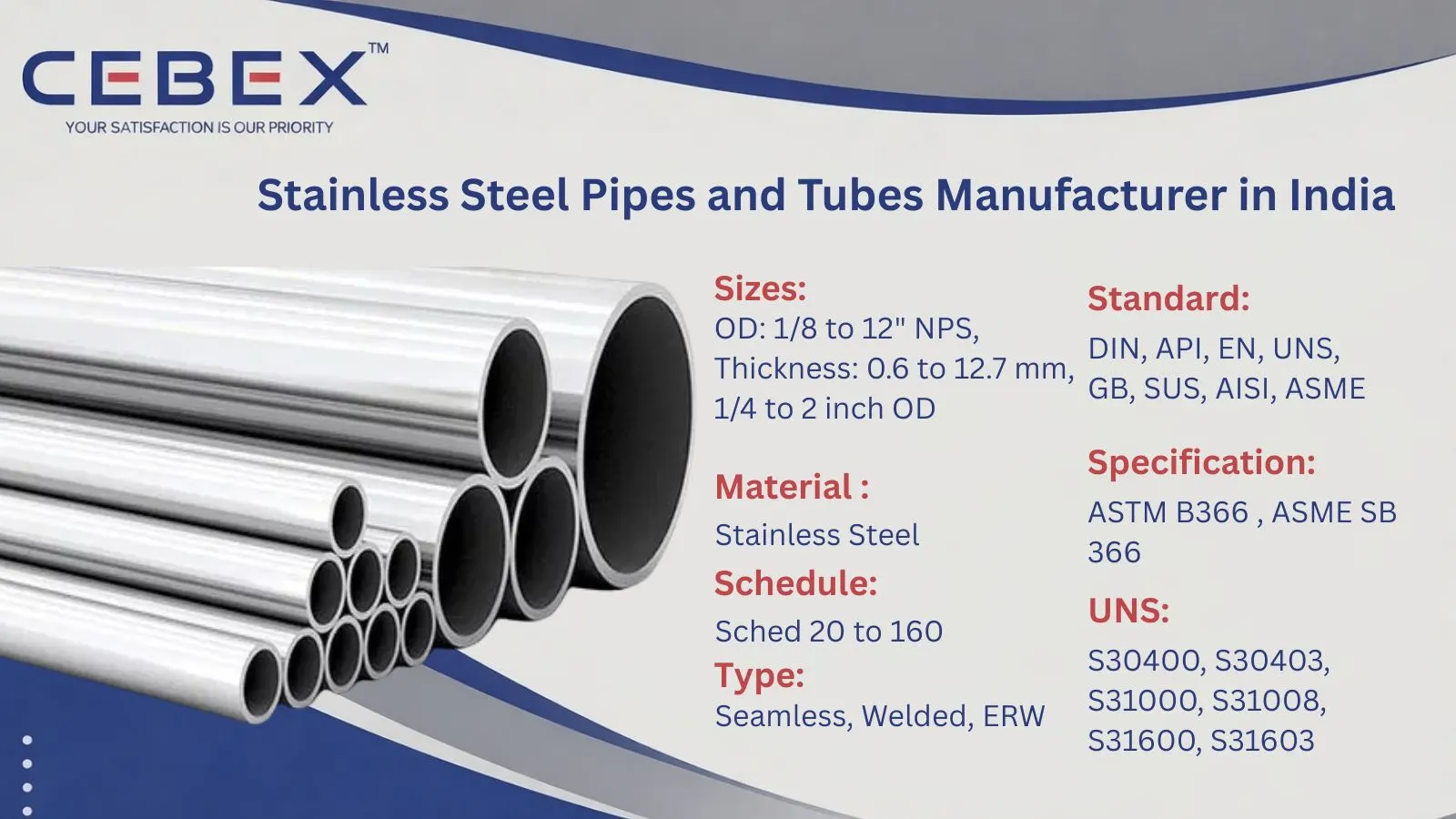 Stainless Steel Pipes Manufacturer in India – Seamless & Welded ASTM Pipes | Cebex Steel India